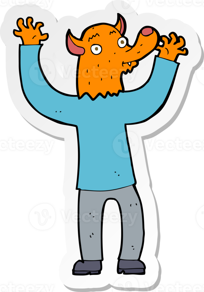 sticker of a cartoon happy fox man png