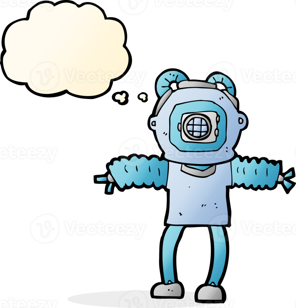 cartoon deep sea diver with thought bubble png