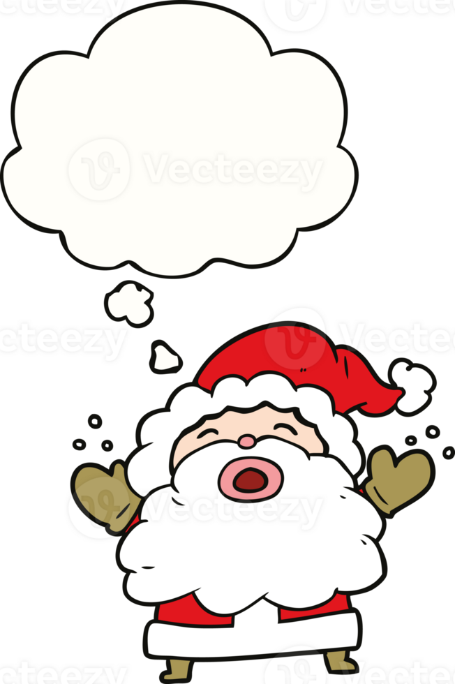cartoon santa claus shouting with thought bubble png