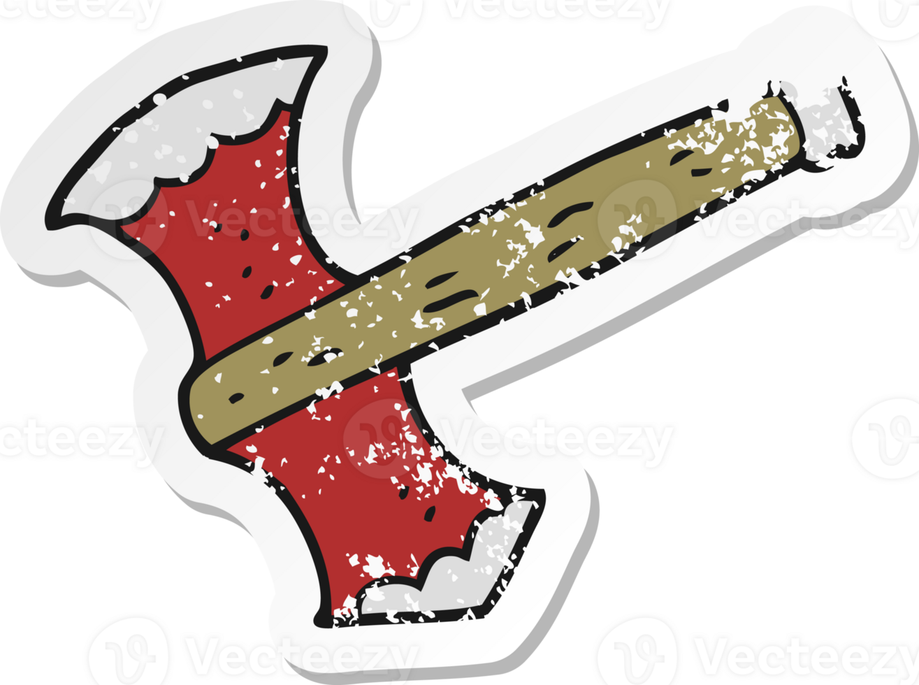 retro distressed sticker of a cartoon axe png