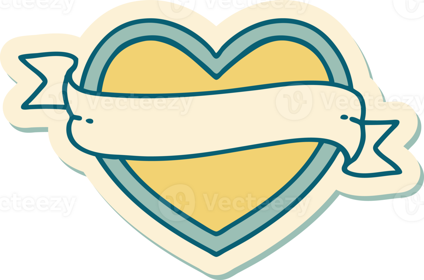 sticker of tattoo in traditional style of a heart and banner png