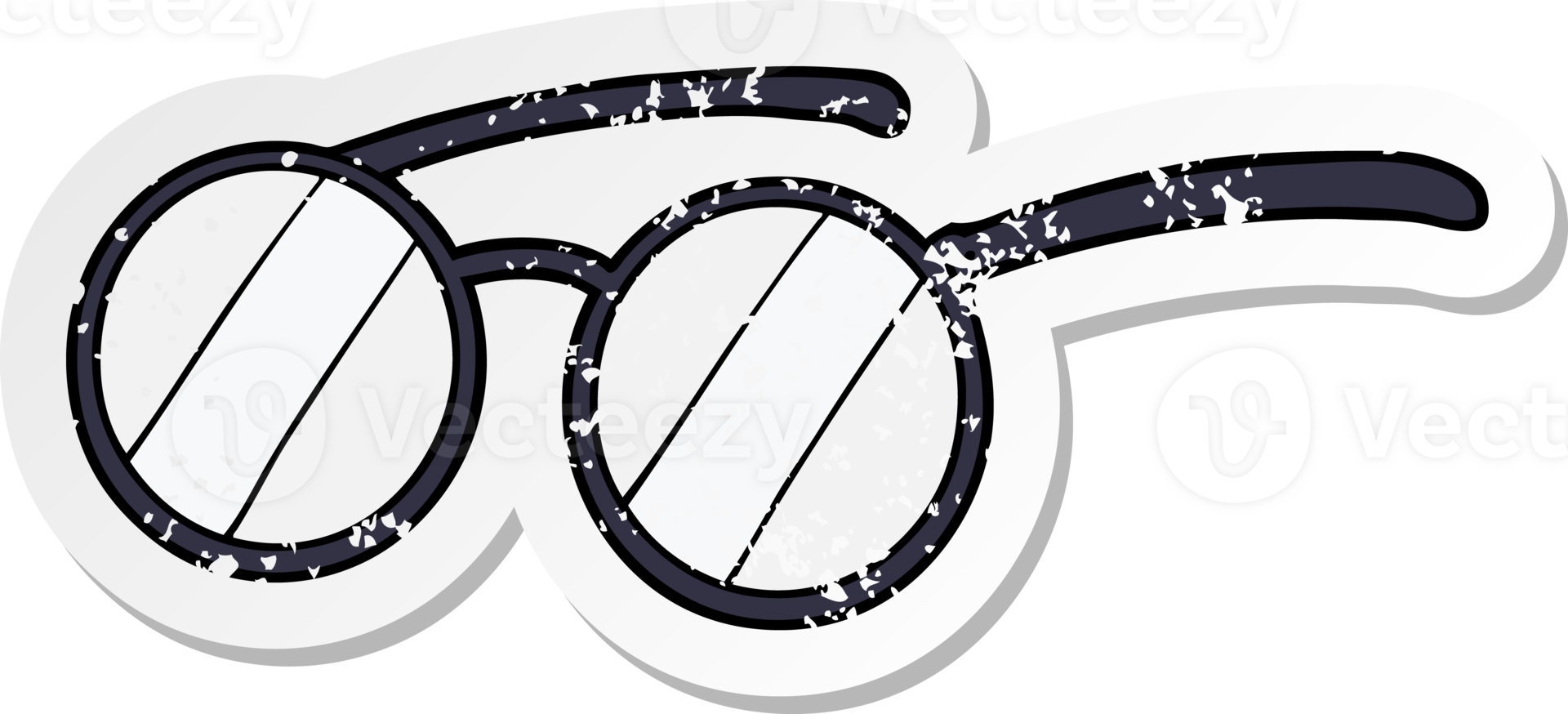 distressed sticker of a cartoon spectacles png