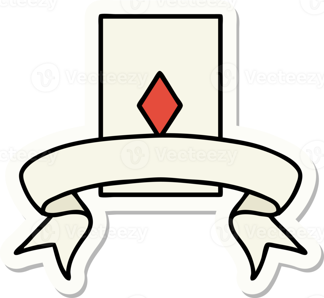 tattoo style sticker with banner of the ace of diamonds png