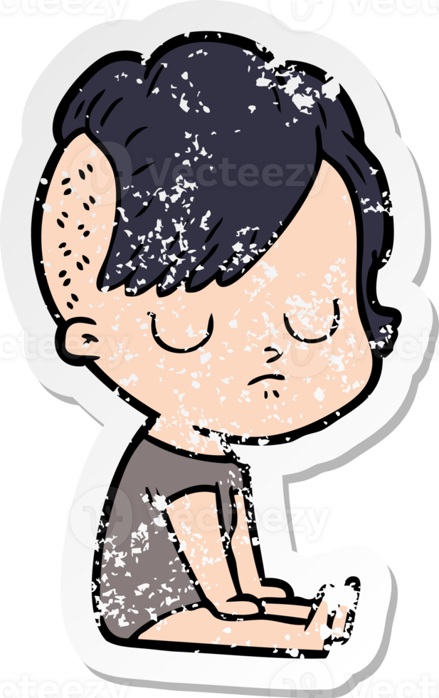 distressed sticker of a cartoon woman png
