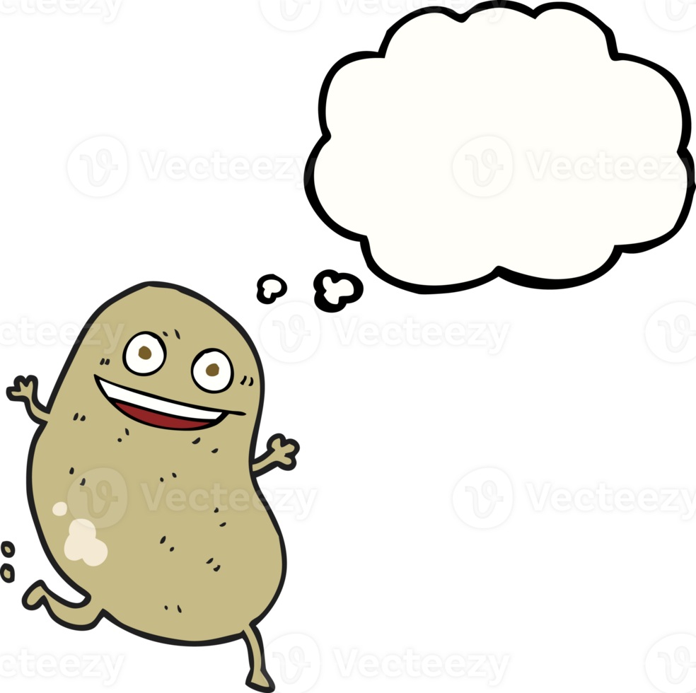 hand drawn thought bubble cartoon potato running png