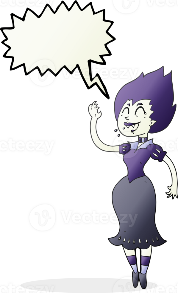 hand drawn speech bubble cartoon vampire girl png