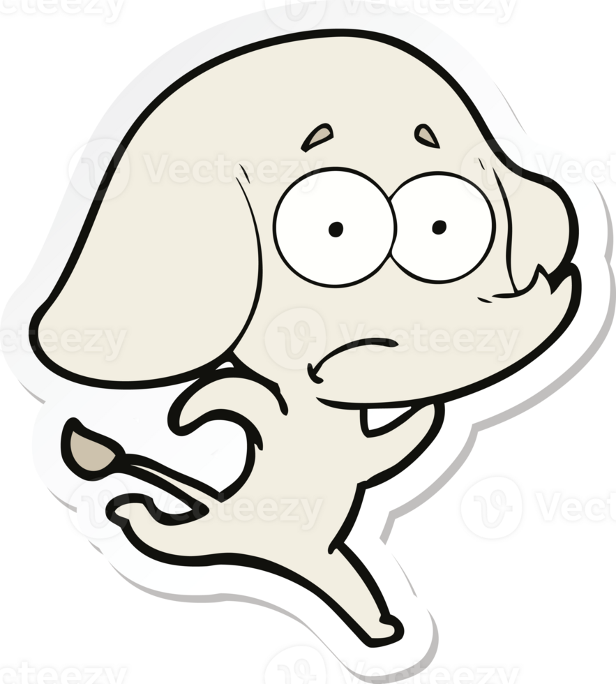 sticker of a cartoon unsure elephant running away png