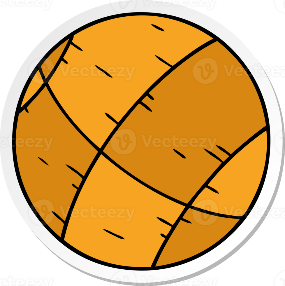 hand drawn sticker cartoon doodle of a basket ball png