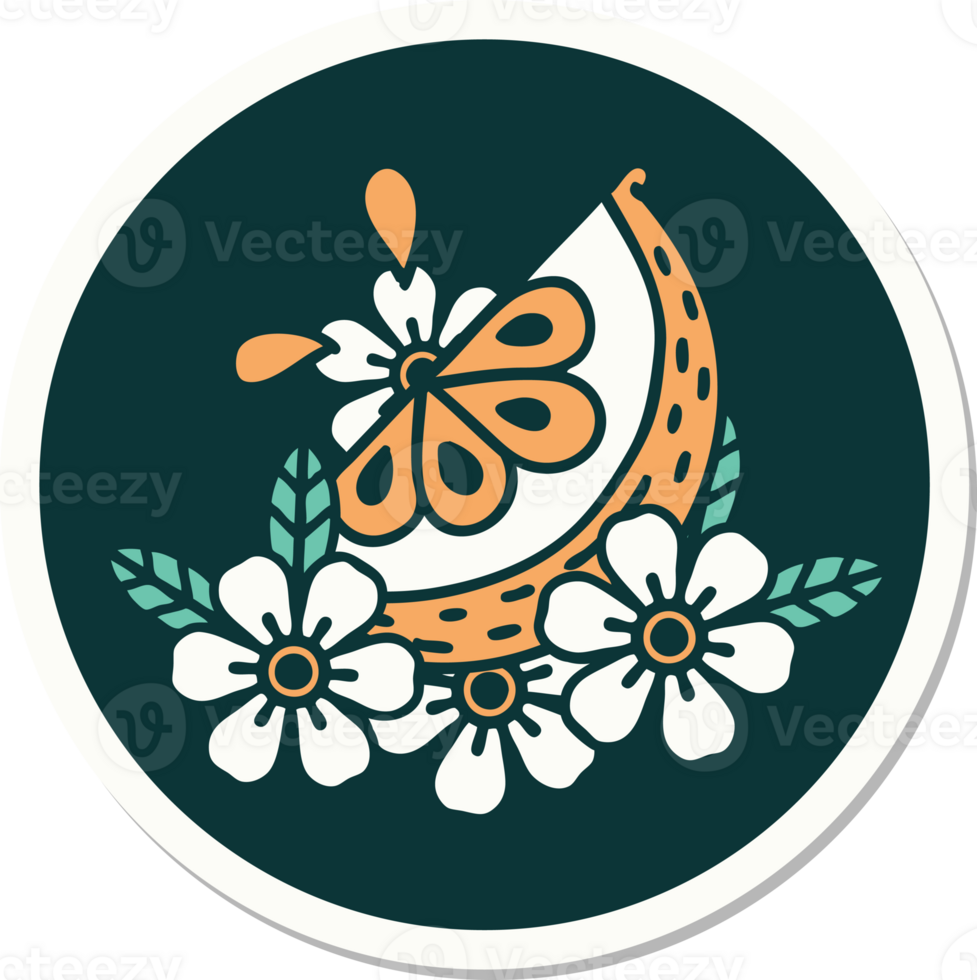 sticker of tattoo in traditional style of a decorative lemon png