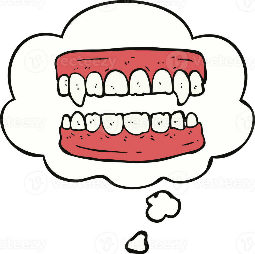 cartoon vampire teeth with thought bubble png