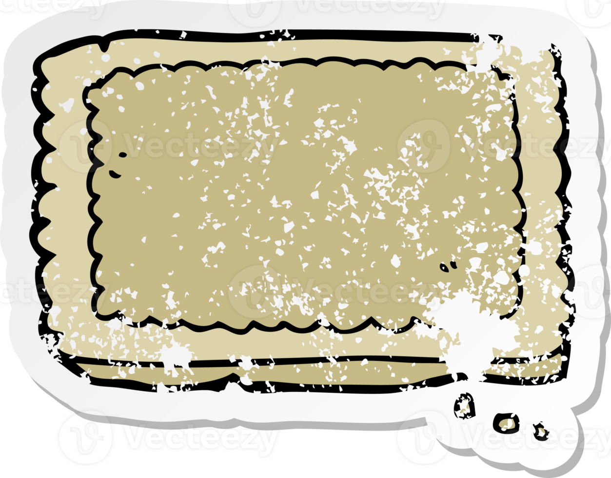 distressed sticker of a cartoon biscuit png