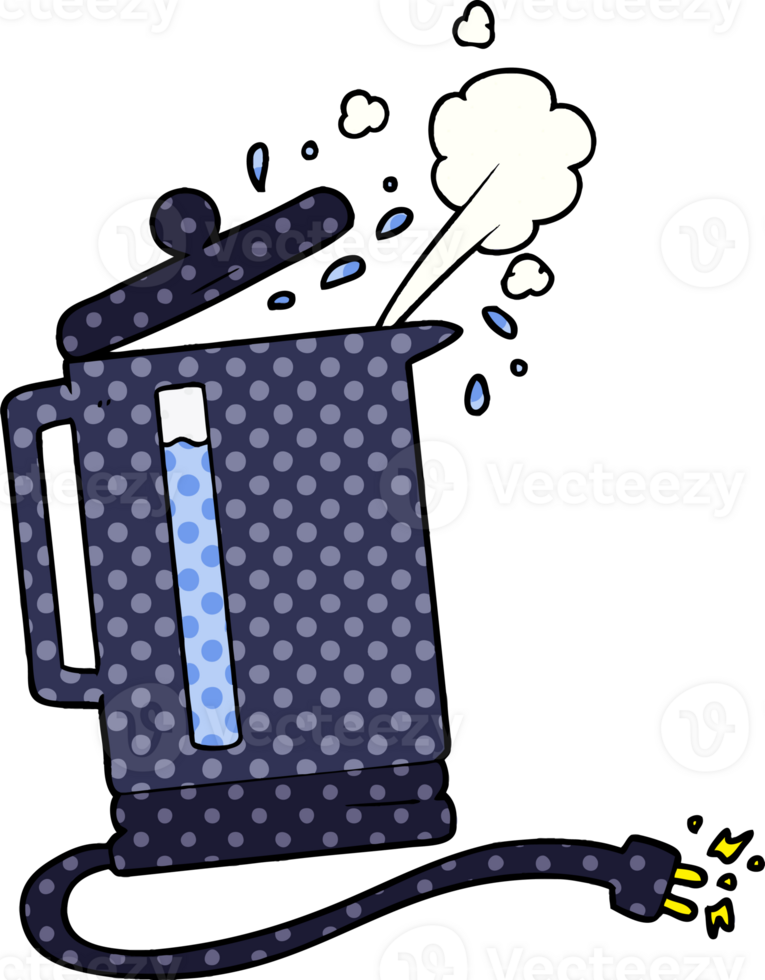 cartoon electric kettle boiling png