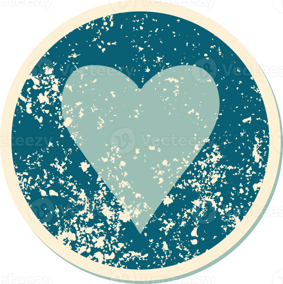 iconic distressed sticker tattoo style image of a heart png