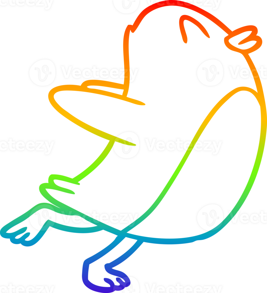 arco Iris gradiente linha desenhando do uma pinguim pulando png