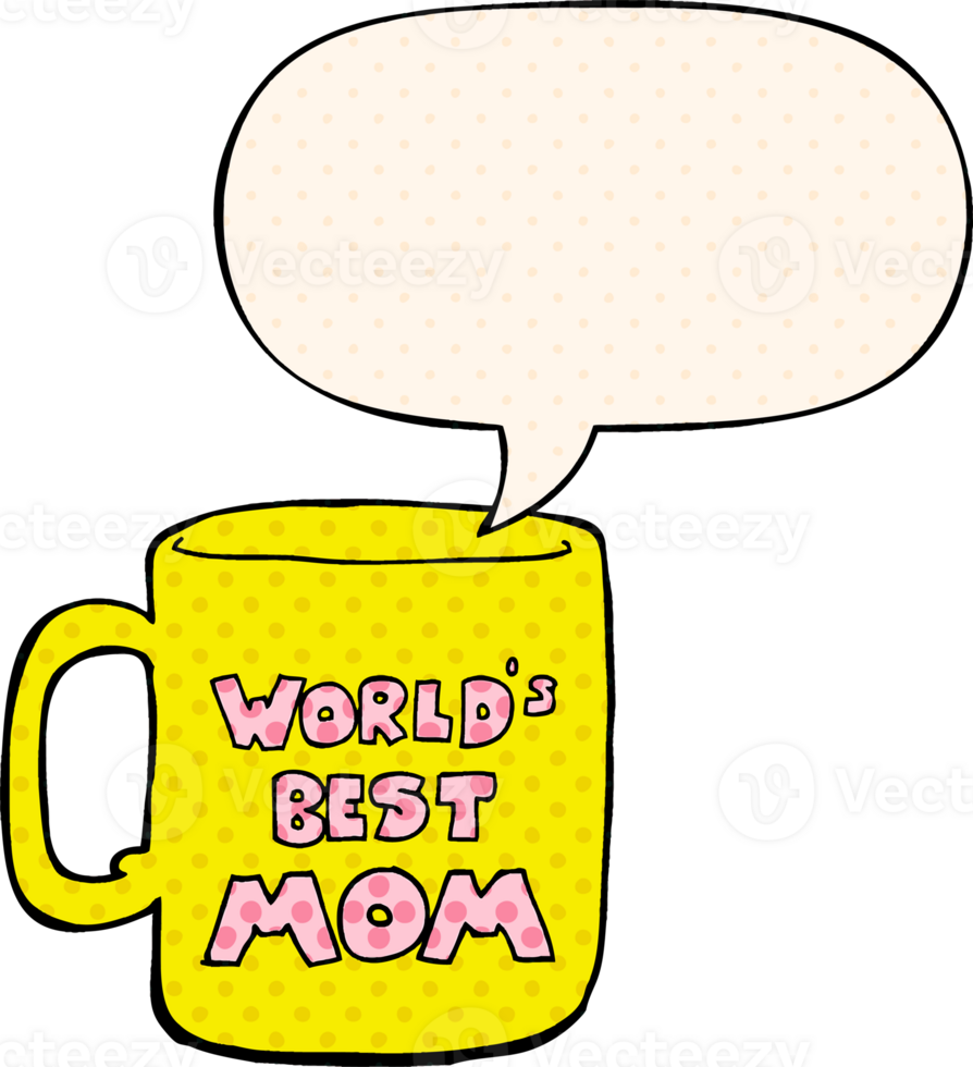 worlds best mom mug with speech bubble in comic book style png