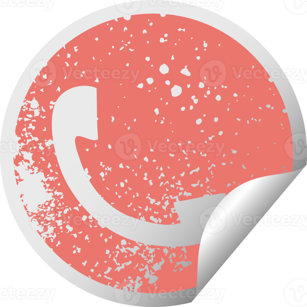 distressed circular peeling sticker symbol of a telephone receiver png