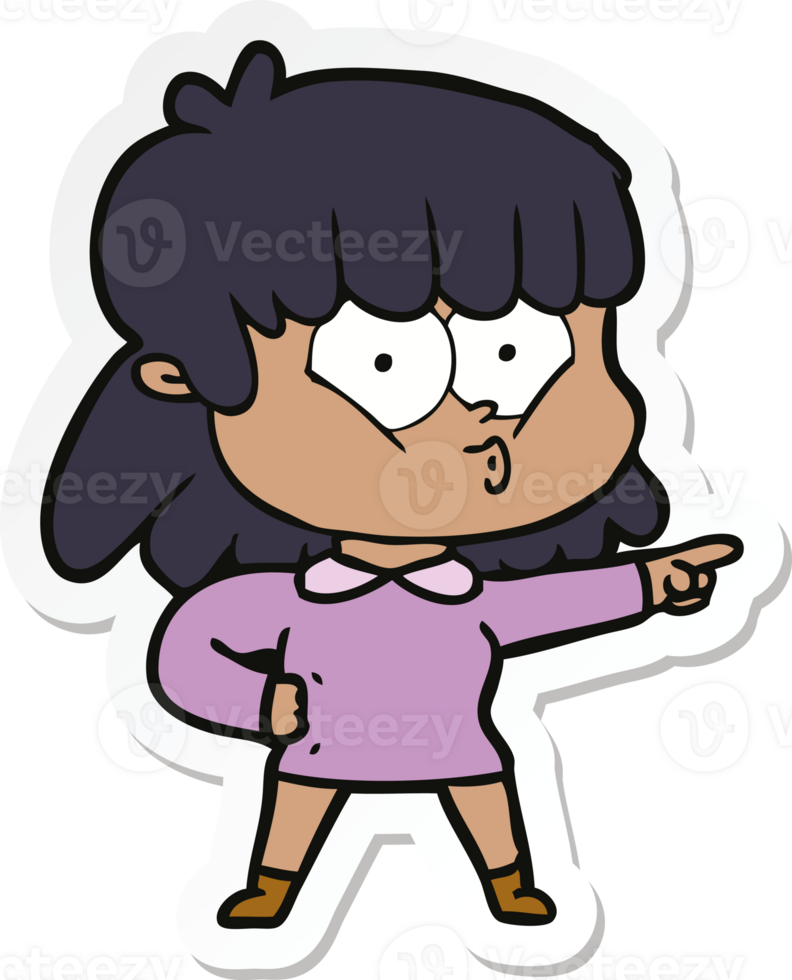 sticker of a cartoon whistling girl png