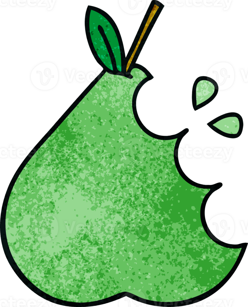 retro grunge texture cartoon of a green pear png