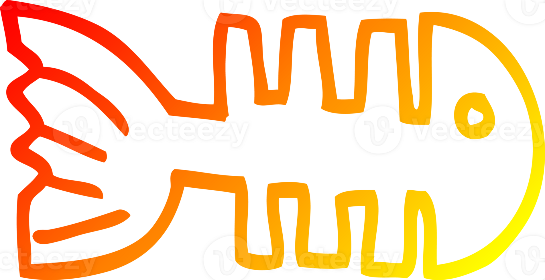 warm gradient line drawing of a cartoon fish bones png