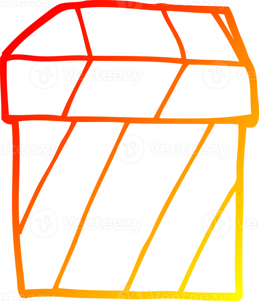 warm gradient line drawing of a cartoon gift box png