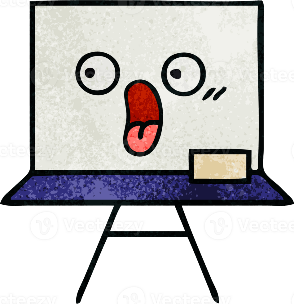 retro grunge texture cartoon of a white board png