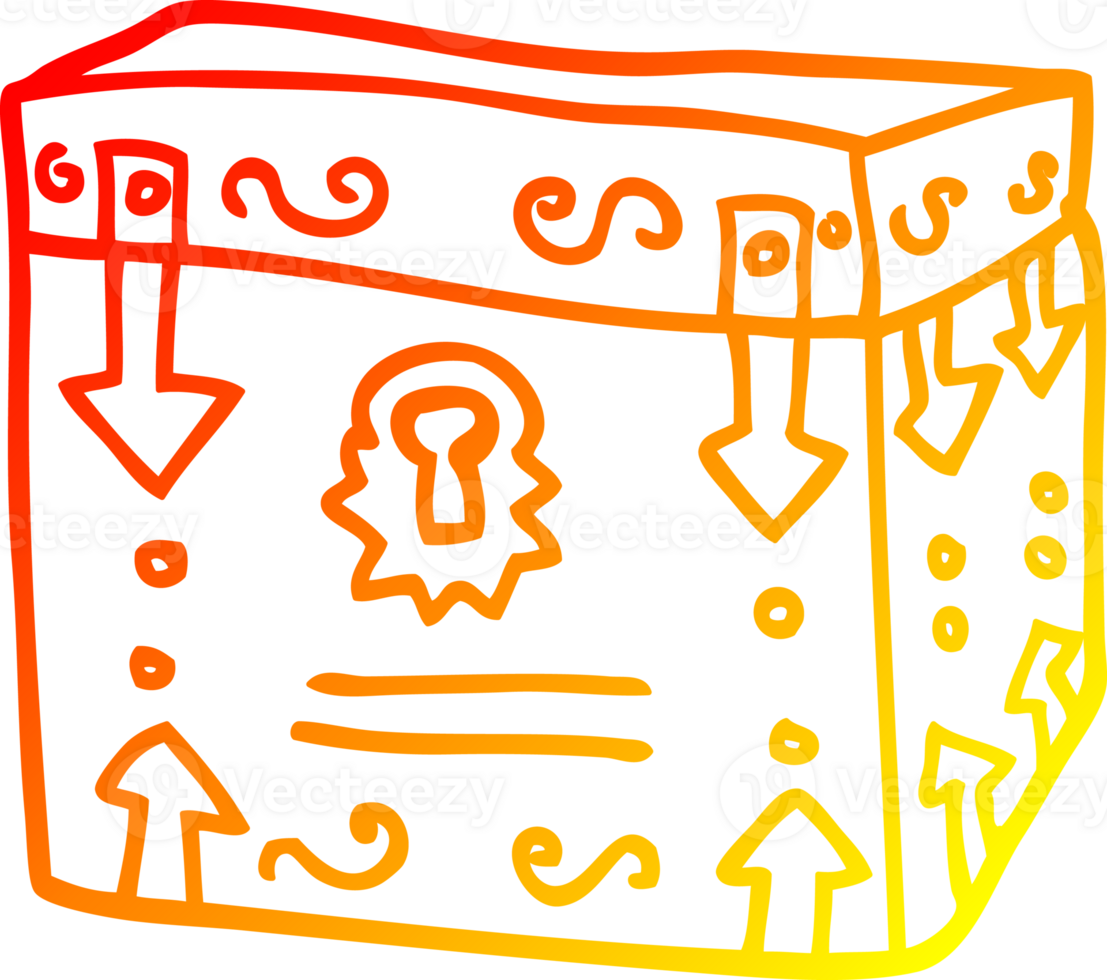 warm gradient line drawing of a cartoon magical chest png