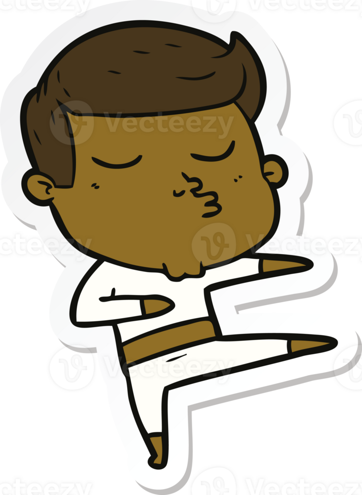 sticker of a cartoon model guy pouting png