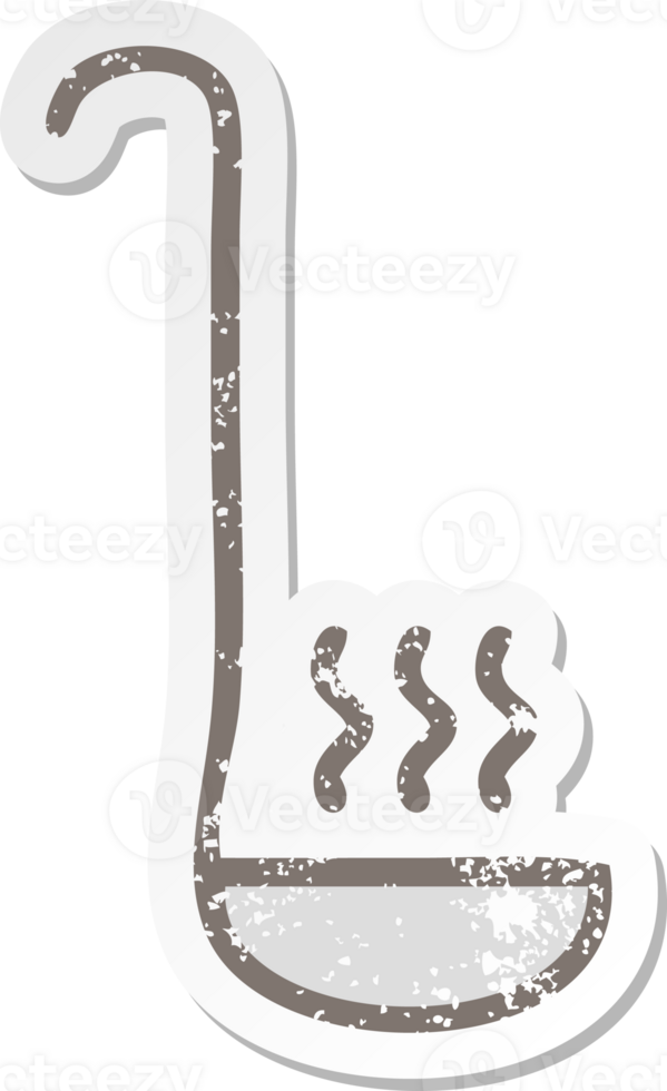 distressed sticker of a cute cartoon kitchen ladle png