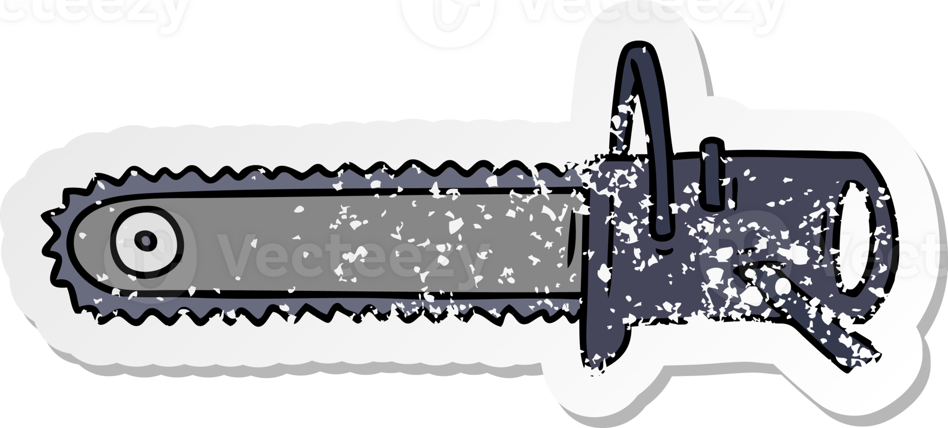hand drawn distressed sticker cartoon doodle fo a chain saw png