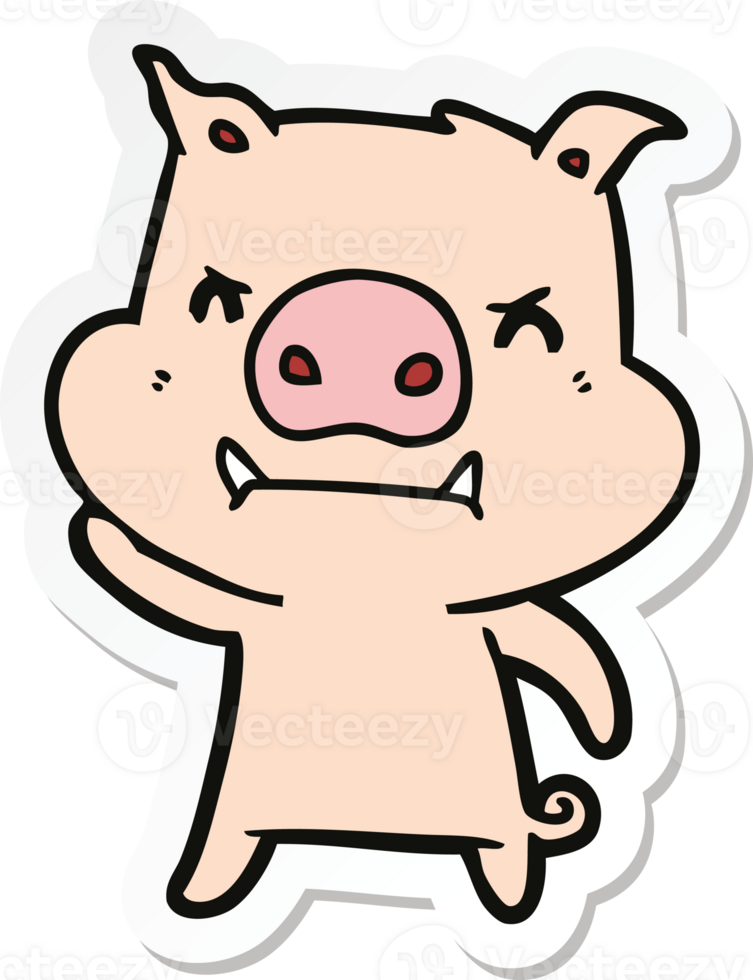 sticker of a angry cartoon pig png
