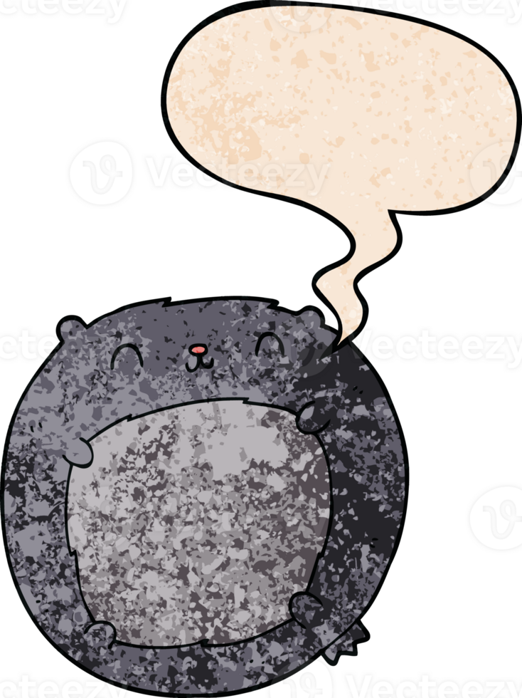 cartoon bear with speech bubble in retro texture style png