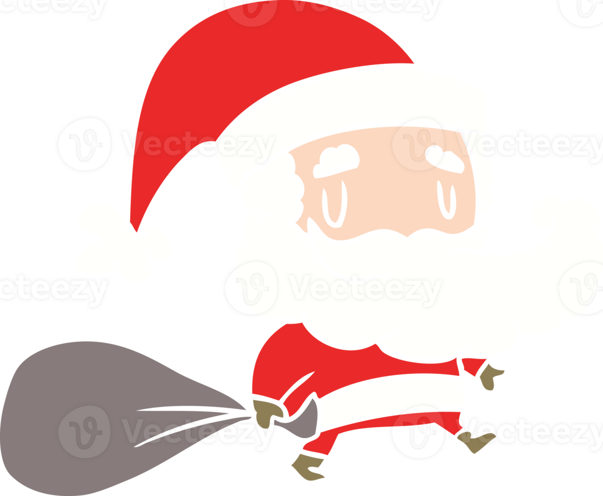 flat color style cartoon santa claus with sack png
