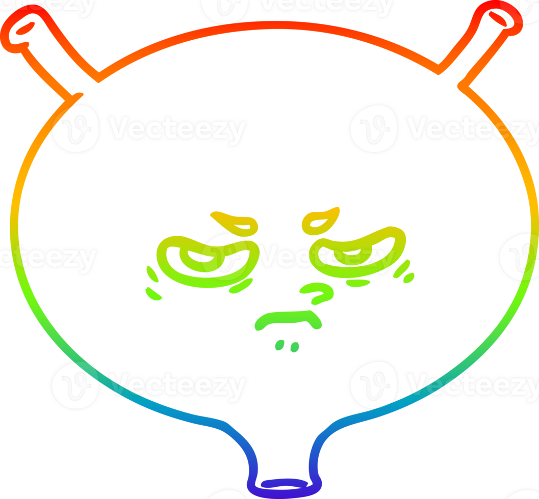 rainbow gradient line drawing of a cartoon angry bladder png
