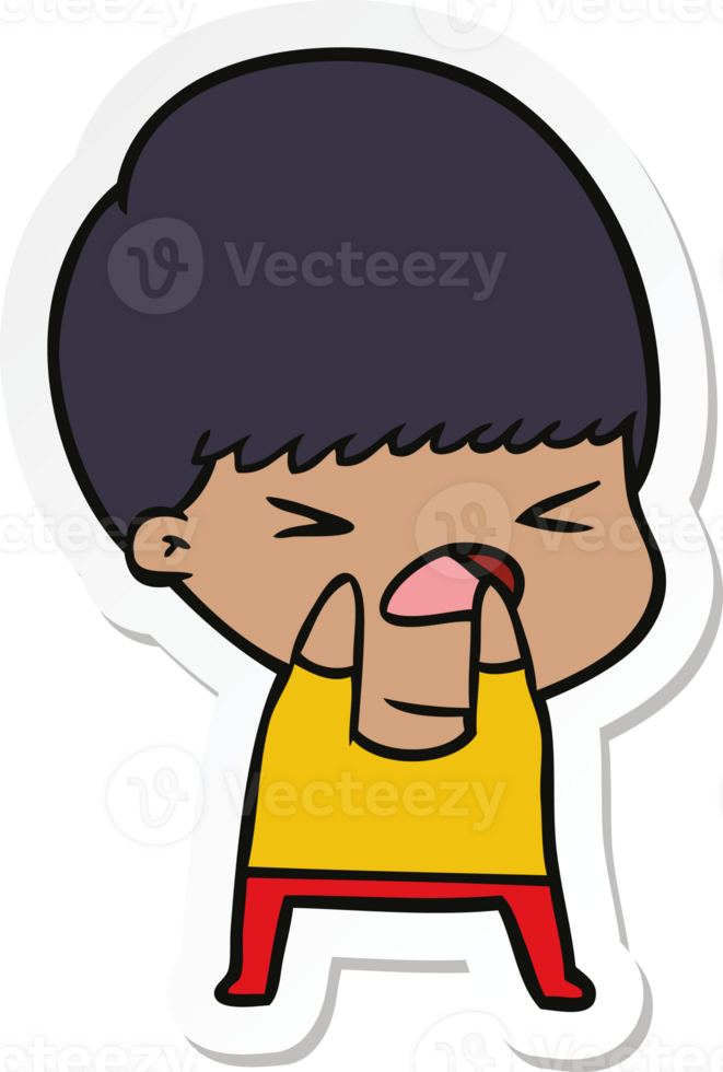 sticker of a cartoon stressed man png