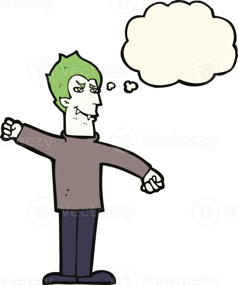 cartoon vampire man with thought bubble png