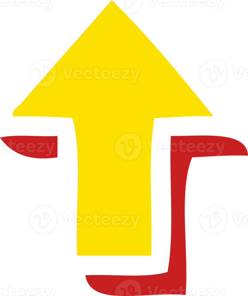 flat color retro cartoon of a directional arrow png