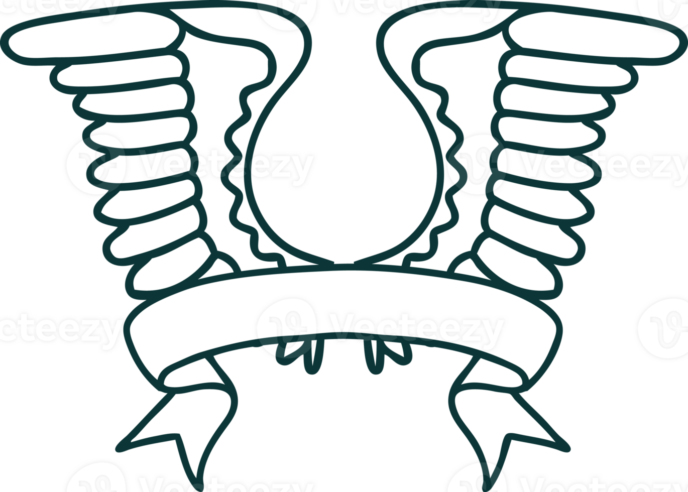 traditional tattoo with banner of a wing png