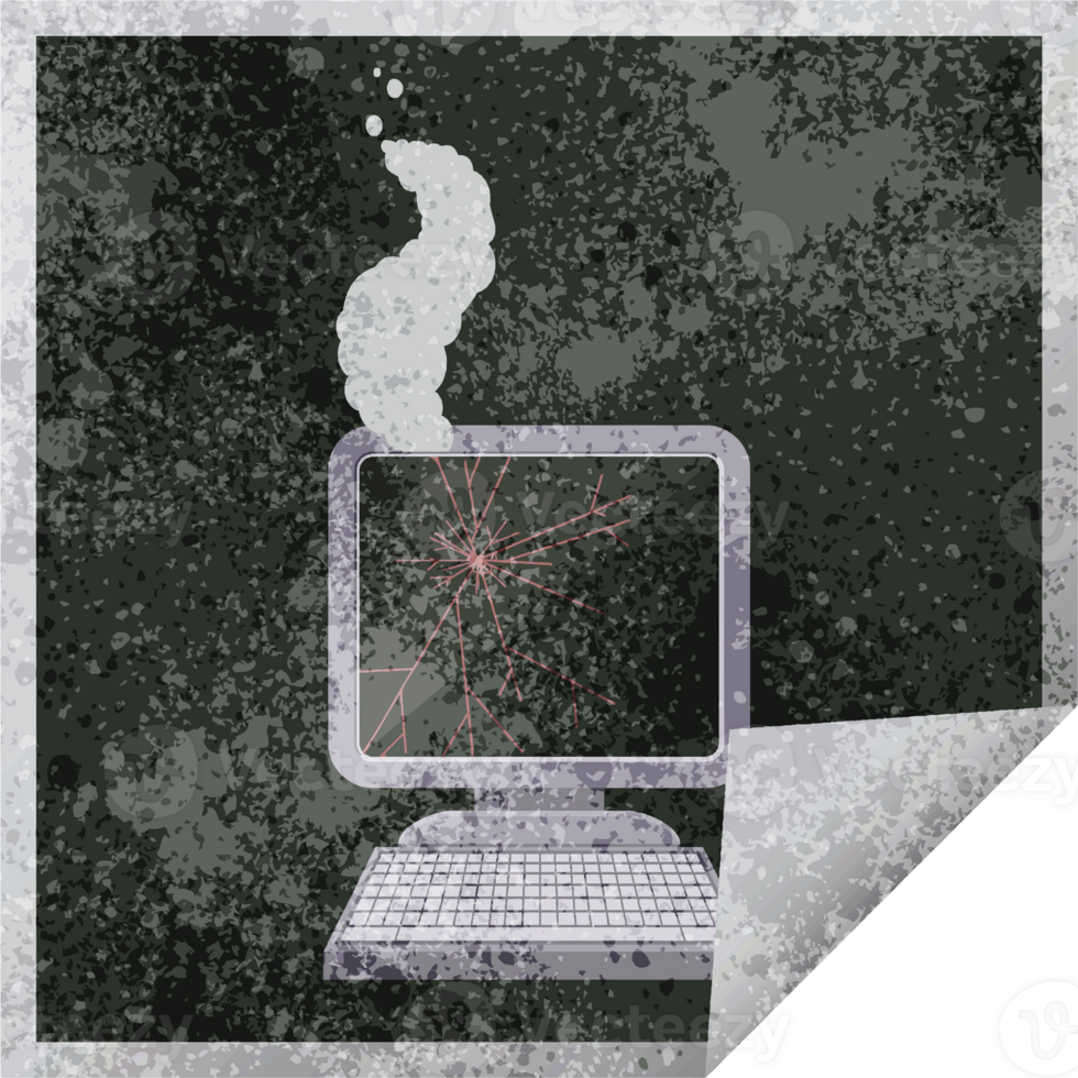 broken computer graphic   illustration square sticker png