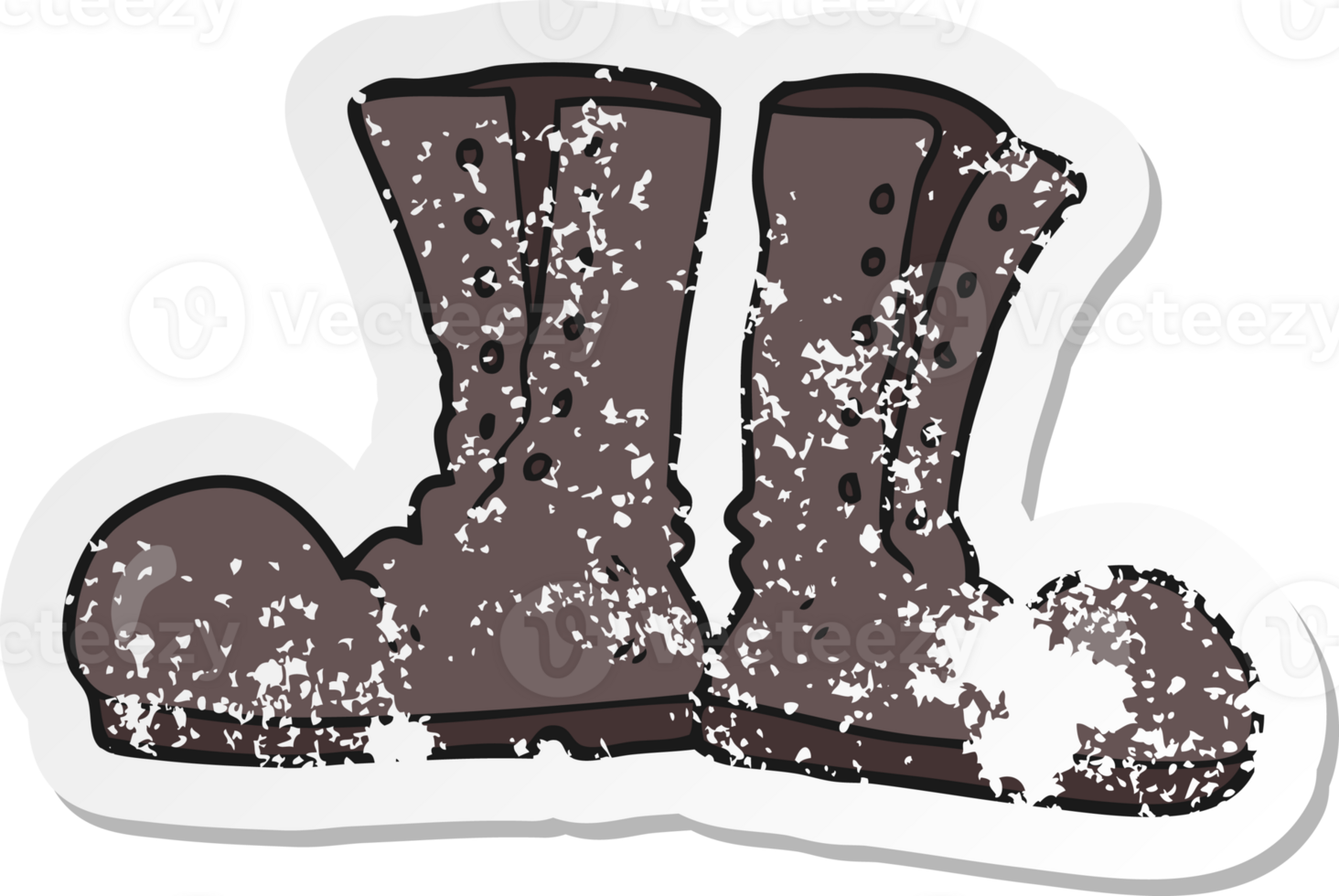 retro distressed sticker of a cartoon shiny army boots png