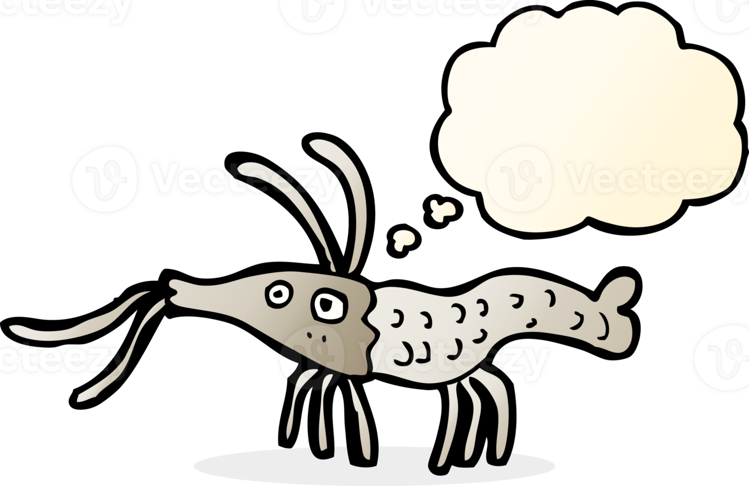 cartoon shrimp with thought bubble png