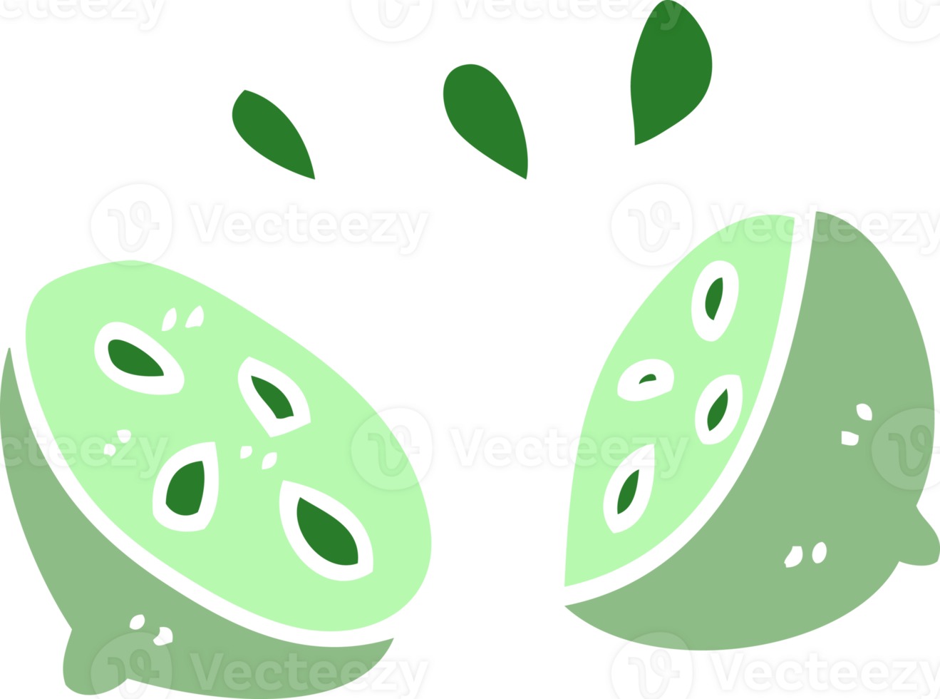 cartoon doodle of a halved lime png