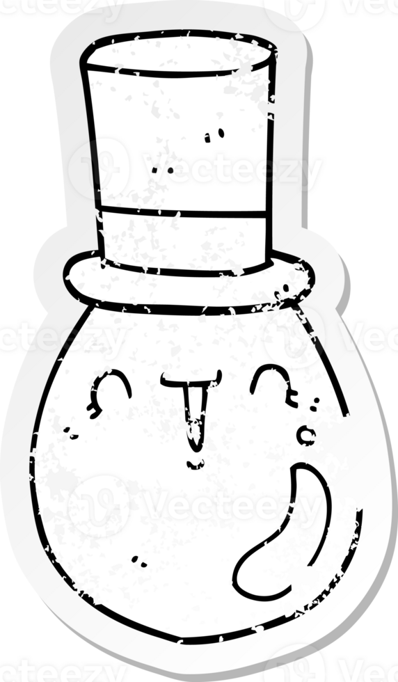 distressed sticker of a cartoon posh egg png