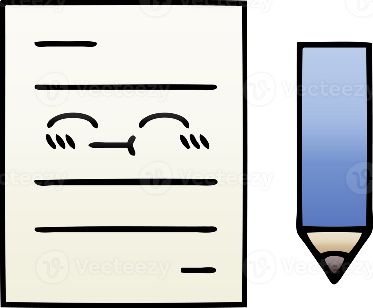 gradient shaded cartoon of a test paper png