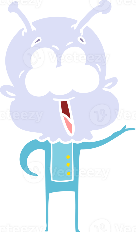 happy flat color style cartoon alien greeting png