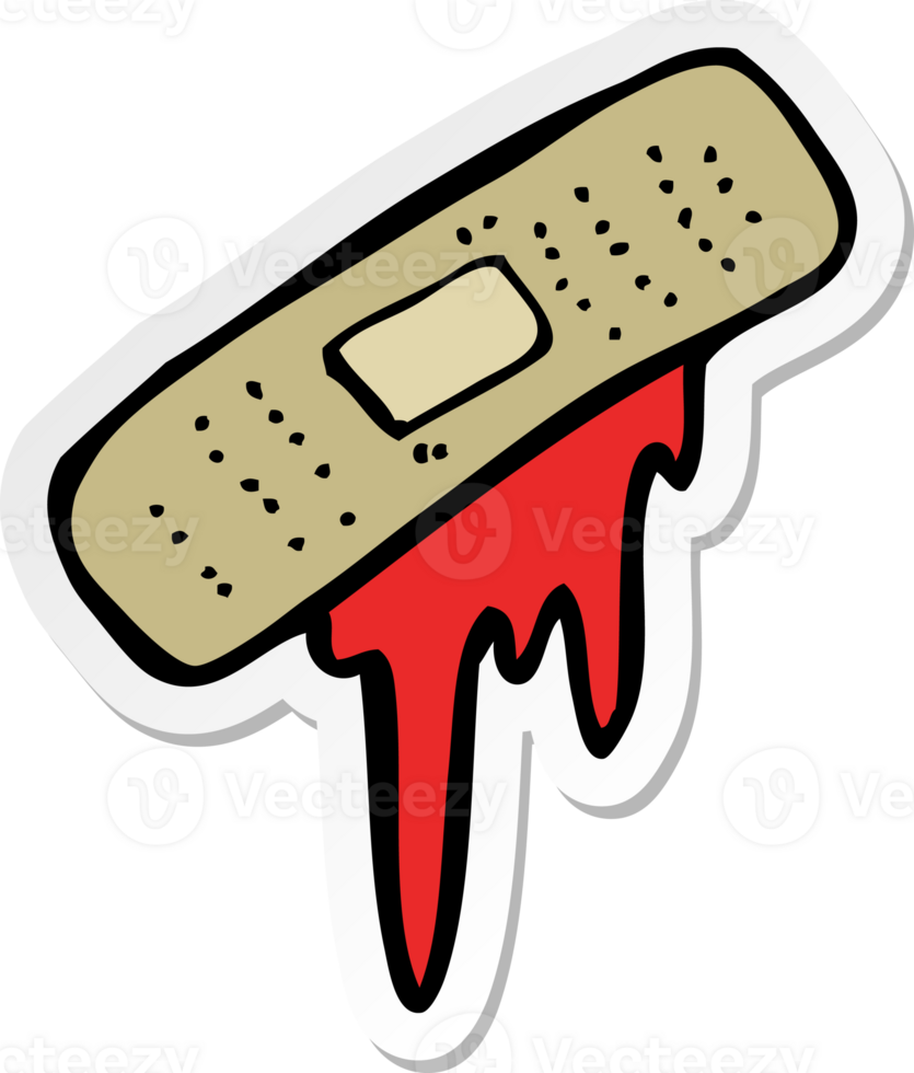 sticker of a cartoon bloody plaster png