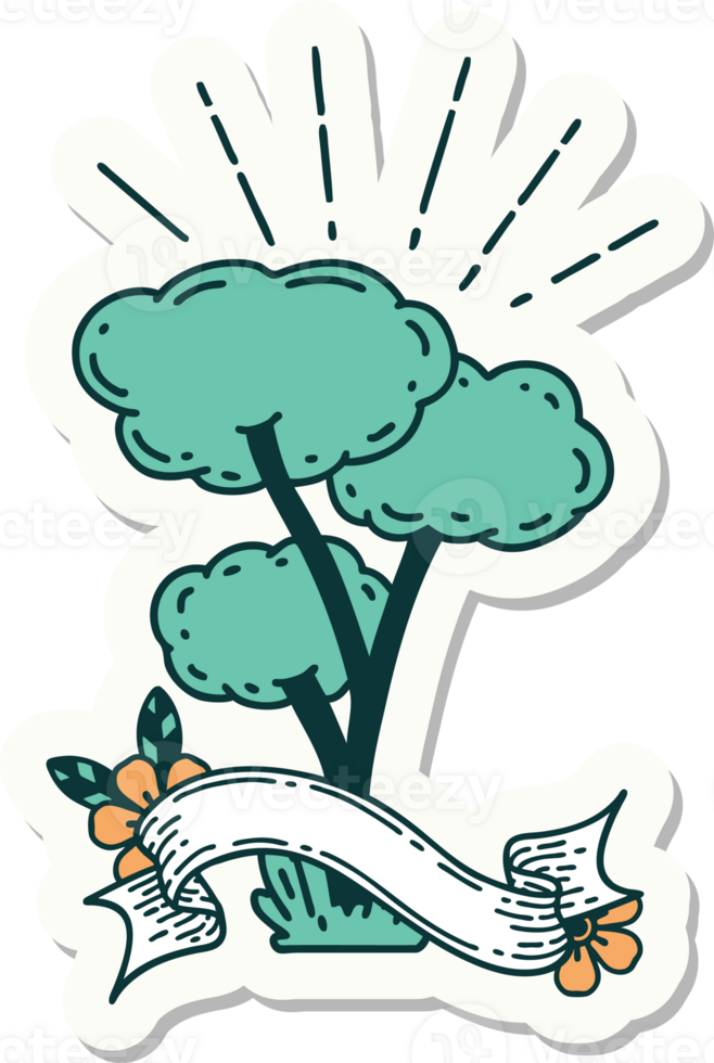 sticker of a tattoo style tree png