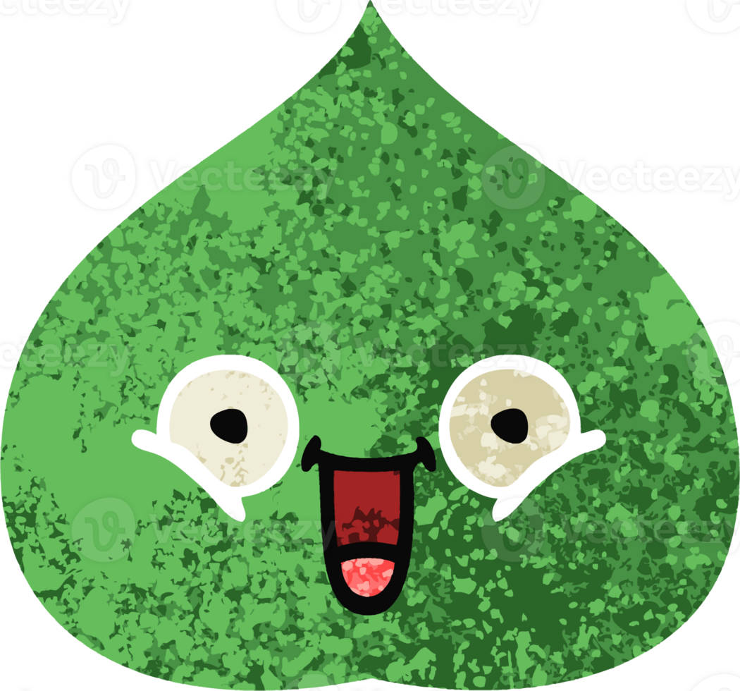 retro illustration style cartoon of a expressional leaf png
