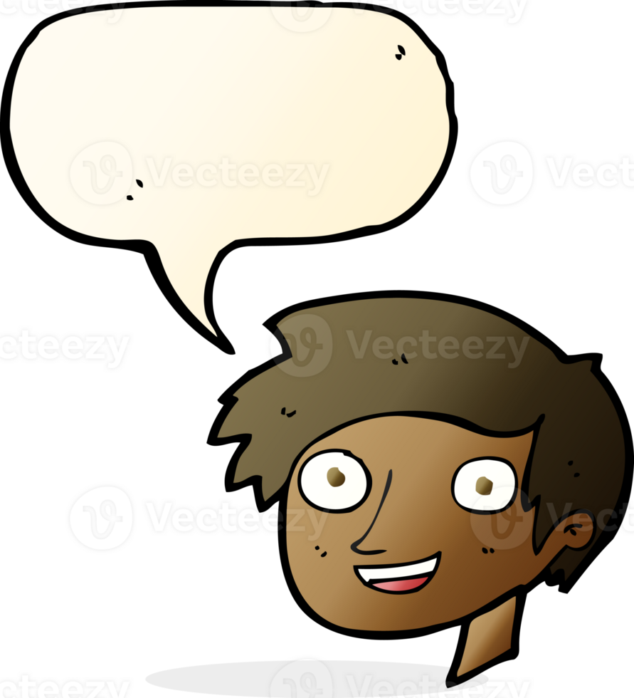 cartoon happy boy face with speech bubble png