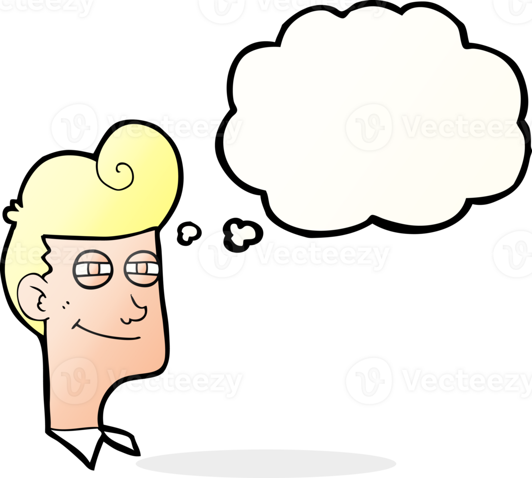 hand drawn thought bubble cartoon smiling man png