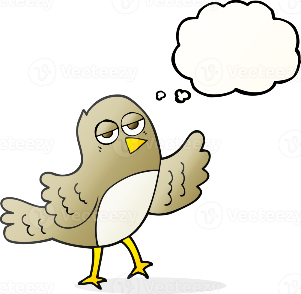 hand drawn thought bubble cartoon bird png